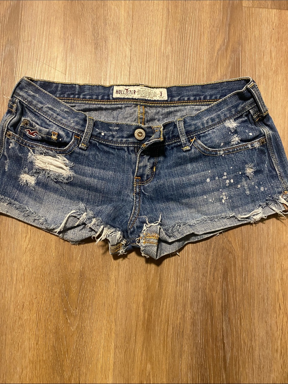 Hollister Women's Distressed Denim Cutoff Shorts - Dark Blue
